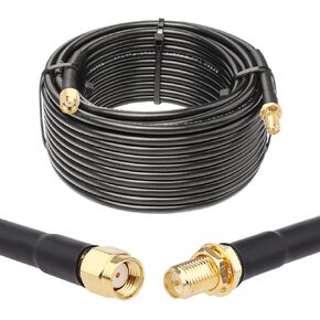 XRDS -RF RP-SMA Male to RP-SMA Female Coax Cable, 15ft Low Loss RG58 RP-SMA WiFi Antenna Extension Coax Cable for WiFi LAN Router Wireless Network Card Adapter