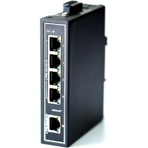WIWAV WDH-5GT-DC 10/100/1000Mbps Gigabit Unmanaged 5-Port Industrial Ethernet Switches with DIN Rail/Wall-Mount (UL Listed,Fanless,-30℃~75℃)
