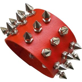 Spike Studded Punk Bracelet, Rock Biker Wide Strap Leather Cuff in Saudi Arabia
