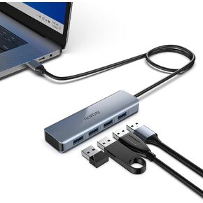 USB C Hub, HOPDAY 4-Port USB 3.2 Hub, USB C Splitter Multiport Adapter 10Gbps Data Hub with 1.6ft Extended Cable for MacBook Air/Pro, iMac, iPad Pro,Dell, HP,Surface and Other USB C Device