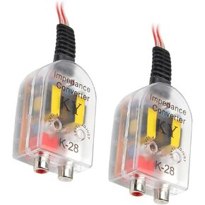 2 PCS Car Audio Converter, High Frequency to Low Frequency Output Subwoofer Harness with Transformer, Speaker Output to RCA Controller, Universal for Cars Audio Modified Parts (Multicolored)