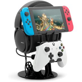 Hanger Headphone Stand, Controller Holder, Phone Dock, Height Adjustable Hooks, Desk Organizer for Headset/Controller/Switch/Phone