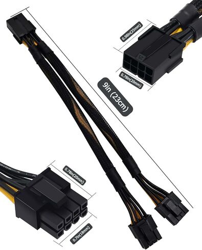COMeap 8 Pin PCIe Splitter Cable, GPU VGA PCIe Female to Dual 8 Pin (6+2) Male PCI Express Power Adapter Braided Extension 9 inches (23cm) in Kuwait