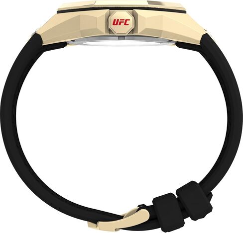 Timex UFC Men's Pro 44mm Watch - Black Strap Gold-Tone Dial Gold-Tone Case, Black, أسود in Kuwait