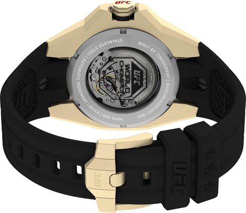 Timex UFC Men's Pro 44mm Watch - Black Strap Gold-Tone Dial Gold-Tone Case, Black, أسود in Kuwait