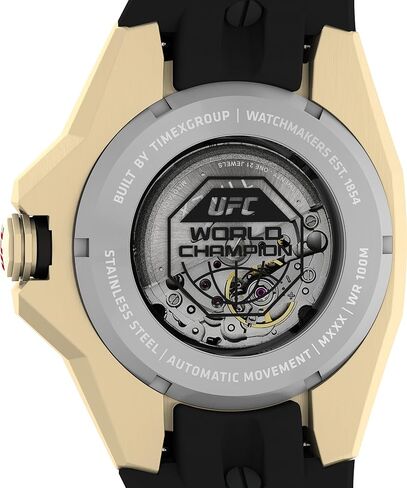 Timex UFC Men's Pro 44mm Watch - Black Strap Gold-Tone Dial Gold-Tone Case, Black, أسود in Kuwait