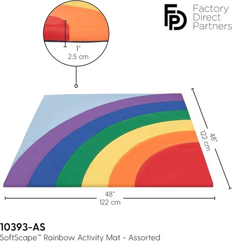 سجادة نشاط سوفت سكيب رينبو 10393-AS من Factory Direct Partners للرضع والأطفال الصغار، وقت الاستلقاء على البطن للأطفال، لعب إسفنجي ناعم ملون - متنوعة in Kuwait