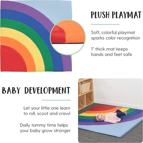 سجادة نشاط سوفت سكيب رينبو 10393-AS من Factory Direct Partners للرضع والأطفال الصغار، وقت الاستلقاء على البطن للأطفال، لعب إسفنجي ناعم ملون - متنوعة in Kuwait