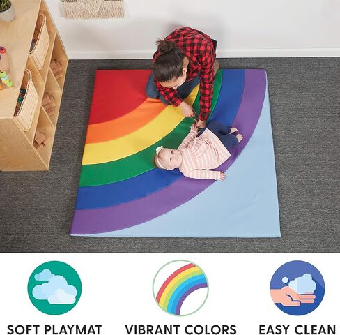 سجادة نشاط سوفت سكيب رينبو 10393-AS من Factory Direct Partners للرضع والأطفال الصغار، وقت الاستلقاء على البطن للأطفال، لعب إسفنجي ناعم ملون - متنوعة in Kuwait