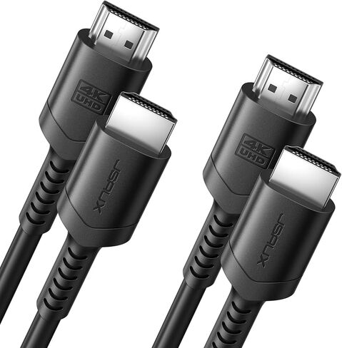كابل JSAUX 4K HDMI 2 حزمة 3.3 قدم، سلك HDMI 2.0 عالي السرعة، 4K@60 هرتز، 2K@144 هرتز HDR، 18 جيجابت في الثانية، HDCP 2.2، 1080p، 2160P، إيثرنت، ثلاثي الأبعاد، ARC متوافق مع شاشة UHD TV PC PS4 PS3 Blu-ray -أسود in Saudi Arabia