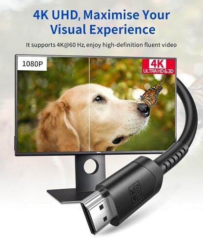 كابل JSAUX 4K HDMI 2 حزمة 3.3 قدم، سلك HDMI 2.0 عالي السرعة، 4K@60 هرتز، 2K@144 هرتز HDR، 18 جيجابت في الثانية، HDCP 2.2، 1080p، 2160P، إيثرنت، ثلاثي الأبعاد، ARC متوافق مع شاشة UHD TV PC PS4 PS3 Blu-ray -أسود in Saudi Arabia