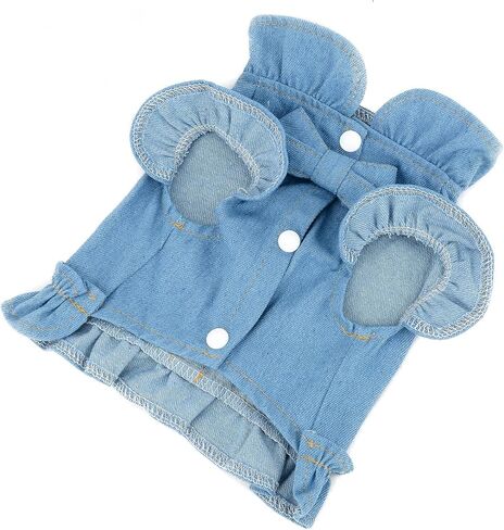 Ranphy Small Dog Harness Girl Dress Pet Vest Harnesses Puppy Denim Shirt Doggie Cat Summer Outfit with Ruffles Breathable Doggy Sundress Chihuahua Yorkshire Terrier Apparel in Saudi Arabia