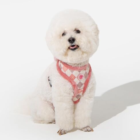 Pinkaholic New York Annika Dog Harness Over-The-Head Warm Winter Argyle Pattern Adjustable Chest for Small Dog, Aqua, Large in Saudi Arabia