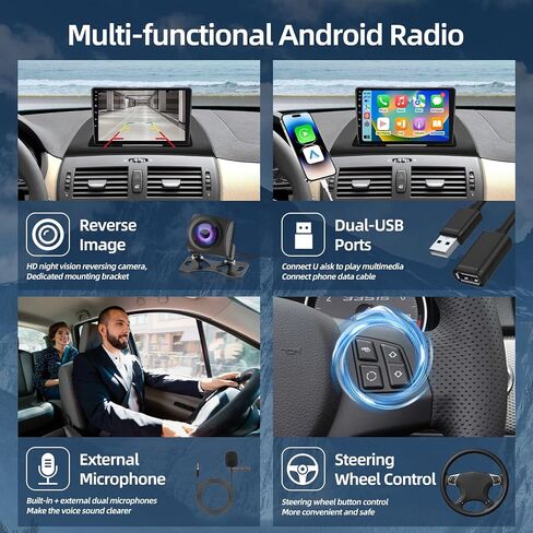 EKAT for BMW X3 E83 2004-2012 Android Car Stereo [4+64G] - Wireless Carplay & Android Auto - 9 Inch Touchscreen Radio with 32 EQ DSP, WiFi, GPS, Split Screen + AHD Rear View Camera in Saudi Arabia