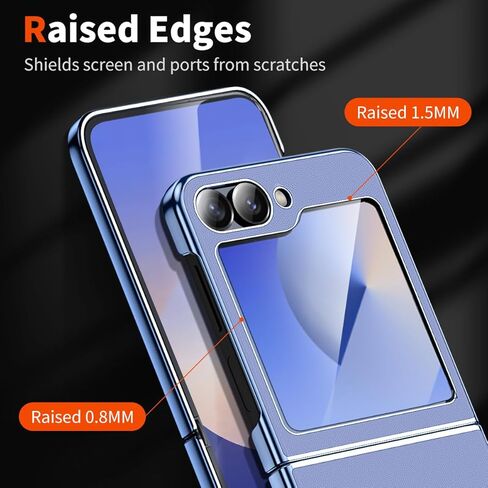 حافظة هاتف MATEPROX لهاتف Samsung Galaxy Z Flip 6، حافظة هاتف واقية رفيعة وخفيفة الوزن مع ظهر جلدي غير قابل للانزلاق مع إطار مطلي بالكهرباء لهاتف Samsung Galaxy Z Flip6 5G- أزرق فاتح in Kuwait