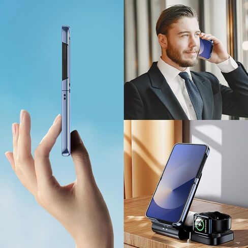 حافظة هاتف MATEPROX لهاتف Samsung Galaxy Z Flip 6، حافظة هاتف واقية رفيعة وخفيفة الوزن مع ظهر جلدي غير قابل للانزلاق مع إطار مطلي بالكهرباء لهاتف Samsung Galaxy Z Flip6 5G- أزرق فاتح in Kuwait