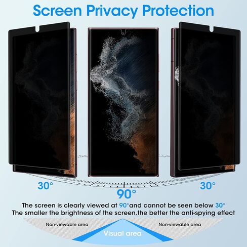 2 Pack Galaxy S23 Ultra Privacy Screen Protector 3D Curved Edge Tempered Glass in Saudi Arabia