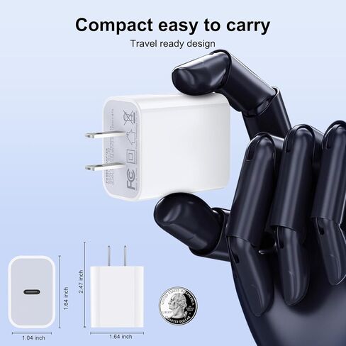 مجموعة شاحن شحن سريع من النوع C مكونة من قطعتين لـ S24/S24 Ultra/A15 5G/Z Flip 5/S24+/S23 FE/S22/S21/S20/Z Fold 5/A14/A53/A73/A03s/A23، صندوق شاحن 20 وات يو اس بي سي in Kuwait