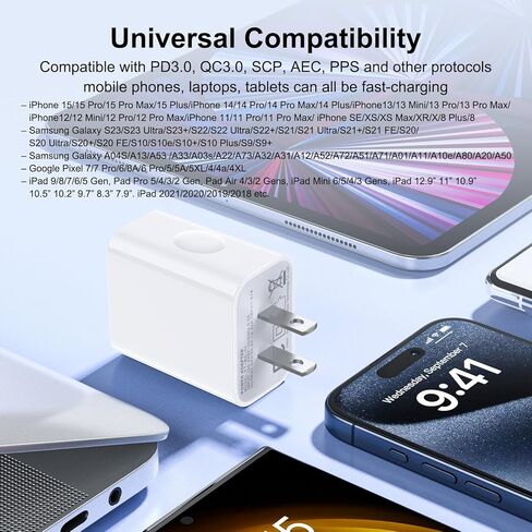 مجموعة شاحن شحن سريع من النوع C مكونة من قطعتين لـ S24/S24 Ultra/A15 5G/Z Flip 5/S24+/S23 FE/S22/S21/S20/Z Fold 5/A14/A53/A73/A03s/A23، صندوق شاحن 20 وات يو اس بي سي in Kuwait