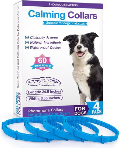 G · PEH Calming Collar for Dogs, Pheromone Collar for Dogs, Anxiety Relief for Pets, 60-Day Long Calming Effect, Relief Anxiety Stress Separation - Suitable for Small, Medium, and Large Dogs, 4 Pack in Kuwait