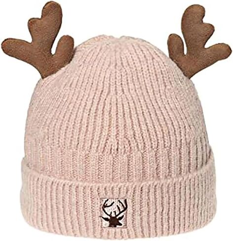 HMTRADE Christmas Knitted Antler Hat,Cute Reindeer Antlers Knitted Hat,Crochet Knit Cap for Adults,Winter Warm Beanie Cap in Kuwait