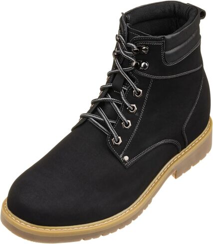 CALTO Men's Invisible Height Increasing Elevator Shoes - Leather Lace-up Round-Toe Work Boots - 3.2 Inches Taller in Saudi Arabia