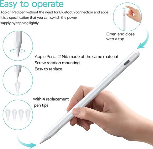 احصل على هذا القلم مشحونًا بالكامل في 5 دقائق، وهو قلم بديل وقلم لمس لجهاز Apple iPad Pro/Air (2018-2022) مع وظيفة إمالة جريئة ورفض راحة اليد وإرفاق مغناطيسي in Saudi Arabia