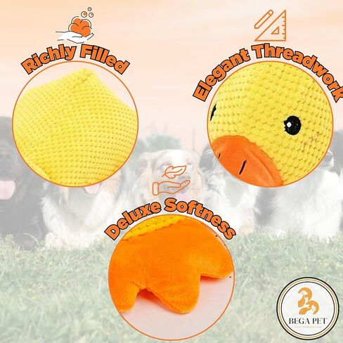 لعبة Yellow The Mellow Dog Toys لعبة البطة المهدئة للكلاب مقاس 17.7 بوصة - قطيفة مهدئة للمضغ العدواني، وسائد الكلب المحشوة، البط التفاعلية لحراسة الكلاب الداخلية والخارجية القوية in Kuwait