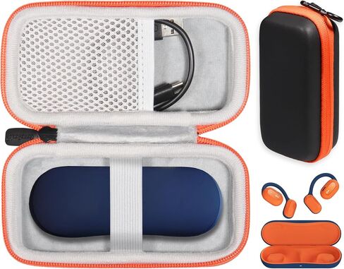 حافظة سماعات أذن مفتوحة من CaseSack لسماعات Oladance OWS 2، OWS 1 مفتوحة الأذن (غير مناسبة لعلبة الشاحن) (أسود مع سحاب برتقالي) in Saudi Arabia