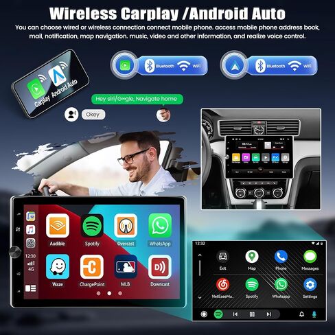 [2+64G] ستيريو سيارة Android 13 لسيارة VW Passat Golf Seat Tiguan Polo Skoda Touran مع Carplay اللاسلكي Android Auto، راديو سيارة بشاشة لمس عمودية 10.4 بوصة مع WiFi/GPSBluetooth، FM/RDS، SWC+كاميرا خلفية in Saudi Arabia