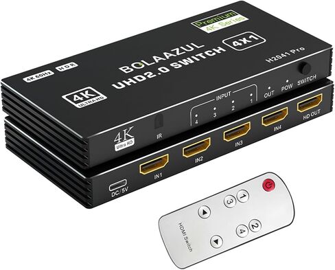 HDMI Switch 3 in 1 Out 4K@60Hz, BolAAzuL HDMI to HDMI Port Expander HDMI Hub Video Switcher Selector with Remote for 3 Inputs, Support 3D, HDCP2.2, HDR for PS5/PS4Pro/PS4,Xbox Series X/S,Apple TV in Saudi Arabia