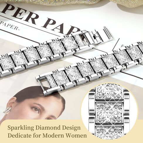 Thin Bling Band Compatible with Apple Watch Bands for Women 40mm 41mm 38mm, Metal Bracelet iWatch Bands for Women, Slim Dressy Band for Apple Watch Series 9 Band SE 8 7 6 5 4 3 2 1-Sliver in Saudi Arabia