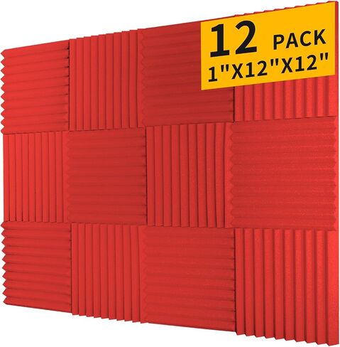 Acoustic Panels Sound Absorbing 12Pack for High-Density Pyramid Acoustic Foam 1"×12"×12" Sound Proof Panels for Walls for Noise Absorbing Canceling (12 Pack-1inch Pyramid) Blue in Saudi Arabia
