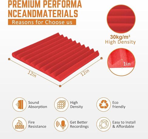 Acoustic Panels Sound Absorbing 12Pack for High-Density Pyramid Acoustic Foam 1"×12"×12" Sound Proof Panels for Walls for Noise Absorbing Canceling (12 Pack-1inch Pyramid) Blue in Saudi Arabia