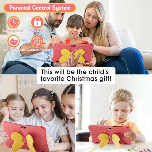 تابلت 10 بوصة للأطفال، تابلت أندرويد 13 للأطفال مع حافظة للأطفال، ذاكرة وصول عشوائي 4 جيجابايت وذاكرة قراءة فقط 64 جيجابايت، 5000 مللي أمبير، كاميرا مزدوجة، شاشة 1280 * 800، واي فاي، كيدوز مثبت مسبقًا، مقبض فراشة (وردي) in Kuwait