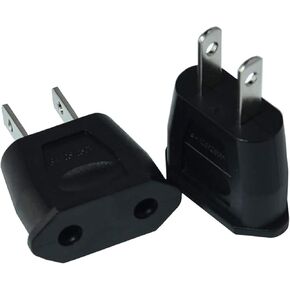 2PCS Black Socket Plug Adapter Europe EU Euro to US Travel Charger AC Power Converter Adapters and Multi-Outlets