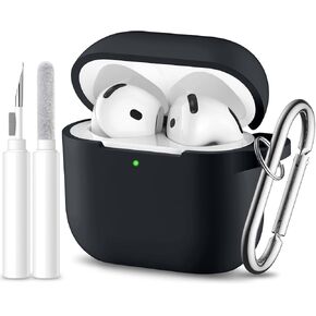 for Airpods 4th Generation Case Cover(2024),Soft Silicone Full Protective Case for AirPods 4 Case with Keychain & Cleaner Kit,Compatible with Apple Airpods 4 Case for Women,Men（Lightpink）