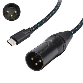 Type C to 3 pin XLR OFC Blue Nylon Pattern Cable Compatible with Audio Speaker Amplifier Mixing Console Mobile Phone Laptop Tablet with DAC Decoding Chip, HiFi Sound Quality (150cm)