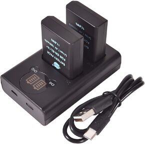DSTE 2-Pack EN-EL14 EN-EL14A and LCD Dual Battery Charger Compatible with Nikon D3100 D3200 D3300 D3400 D3500 D5100 D5200 D5300 D5500 D5600 DF Coolpix P7000 P7200 P7800
