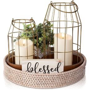 Rustic Farmhouse Lantern Decor - Stylish Decorative Lanterns for Your Living Room, Fireplace Mantle or Kitchen Dining Table - Modern Upscale Beauty for Your Entire Home