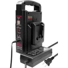 150W Portable Power Supply Inverter Fit for Milwaukee M18 18V Battery, DC 18V to AC 120V Power Inverter with Battery Charger AC Output Dual USB Type C 800 LM Led Light for Indoor Outdoor