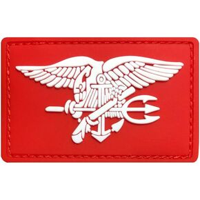 US Navy Seal Team Military Morale Rubber Badges Patch Tactical Navy Seal Team Trident Rubber Badges Patch (RED)