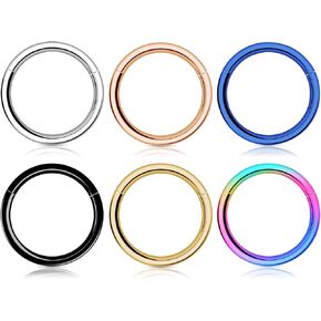 Hoop Nose Ring for Women Men,Kucheed 316L Surgical Steel Sleeper Hoop Earrings Septum Clickers Hinged Segment Ring, Hypoallergenic Conch Lobe Piercing Daith Helix Gold Ring Jewelry