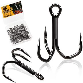 Dovesun Fishing Treble Hooks 3X Strong Professional V Triple Fishing Hooks for Saltwater Freshwater 50PCS Size #8#6#4#2