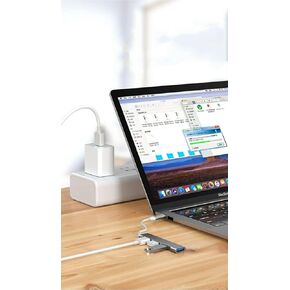 Mini USB Hub Extensions, 4 Port USB 3.0 Hub Expander, USB Adapter Station, Ultra Slim Portable Data Hub Applicable for Laptop, iMac Pro, MacBook Air, Mac, Notebook PC, USB Splitter Aluminum