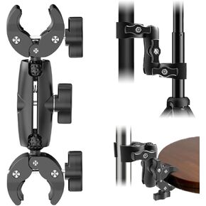2 Pcs SuperClamp Double Camera Clamp with Dual Mount Bracket and Magic Arm Ball Head - Versatile Photography Accessory for Light Stands, Reflectors, Umbrellas, Tripods, and Tables