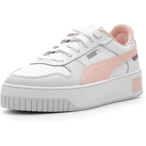 حذاء رياضي نسائي من PUMA Carina Street، باللون الأبيض والوردي والرمادي، مقاس 11