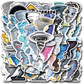 55PCS Tornado Stickers for Kids for Water Bottle and Laptop - Kids' Weather Party Favors & Decorations, Waterproof Vinyl Storm Decals, Exciting Tornado Stickers Laptop Decals (Tornado)