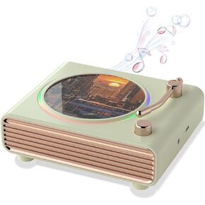 Retro Bluetooth Speaker, Wireless Speakers with Bluetooth Desktop CD Player, Portable Record Player Vintage Turntable Design & Lighting Music Decor Gifts for Friends (Green)