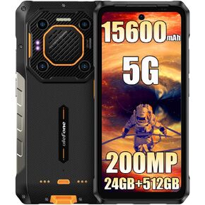 Ulefone Armor 26 Ultra 5G Rugged Smartphone Unlocked,MTK 8020 24GB RAM +512GB ROM,15600mAh/120W Battery,200MP Camera,6.78" FHD+ Android 13 Cell Phone,Dual SIM 5G Rugged Phone, OTG NFC GPS FM